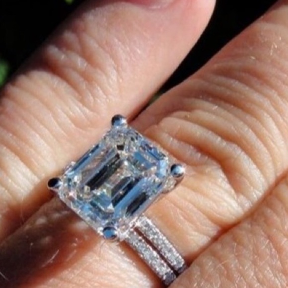 4CT Gold Filled Sapphire Engagement Ring Set - Picture 5 of 5